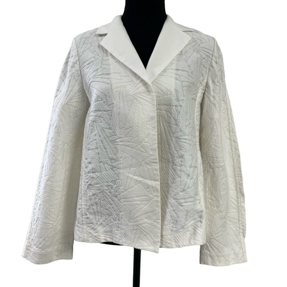Lafayette 148 New York White Textured Jacket Medium - Picture 1 of 6